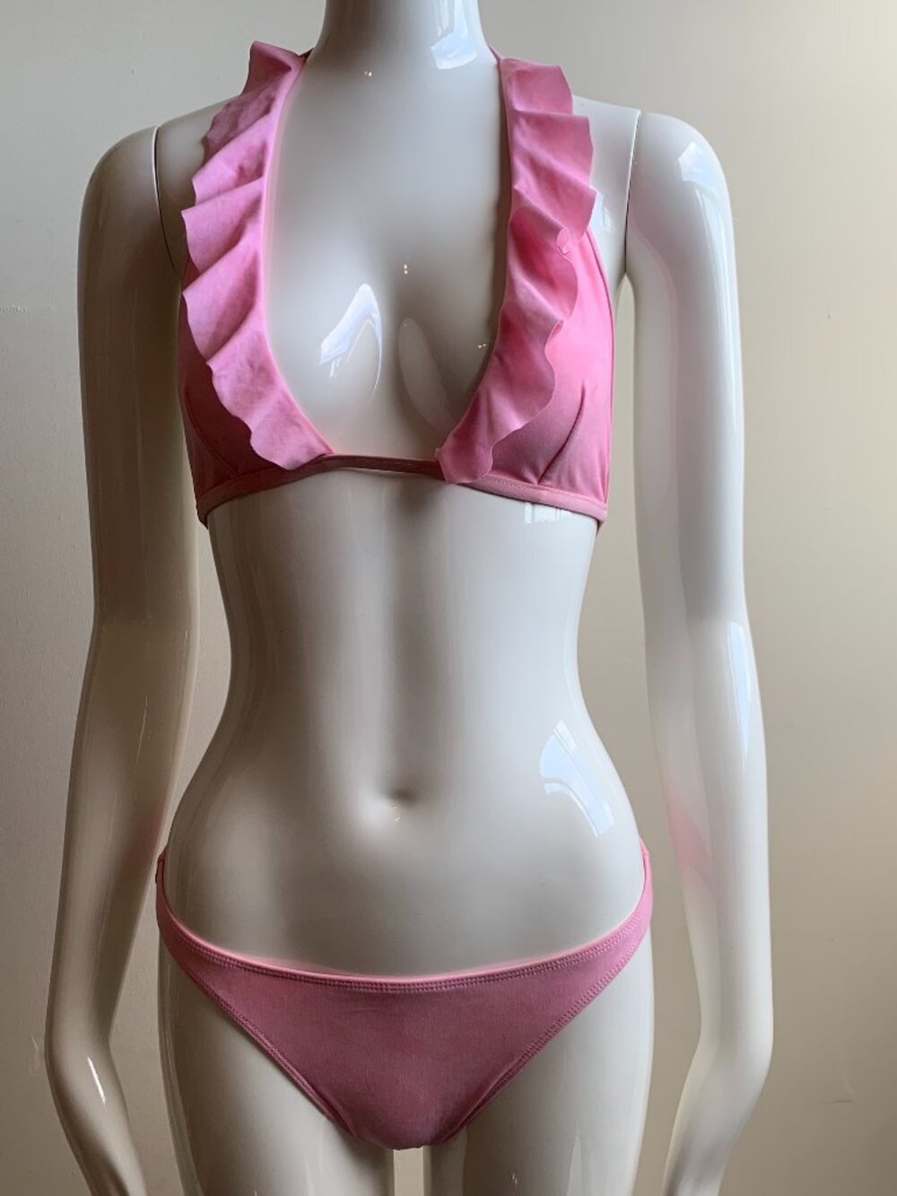 Sauvage California baby light pink ruffle halter bikini